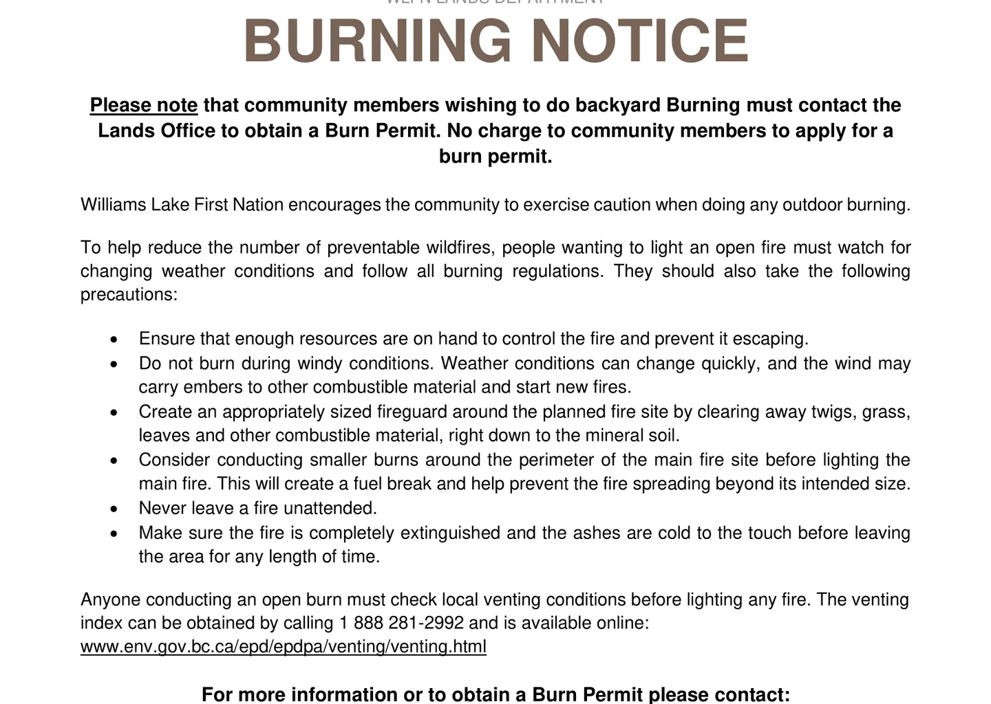 Post Image For Thumbnail for Spring Burning Notice 2022